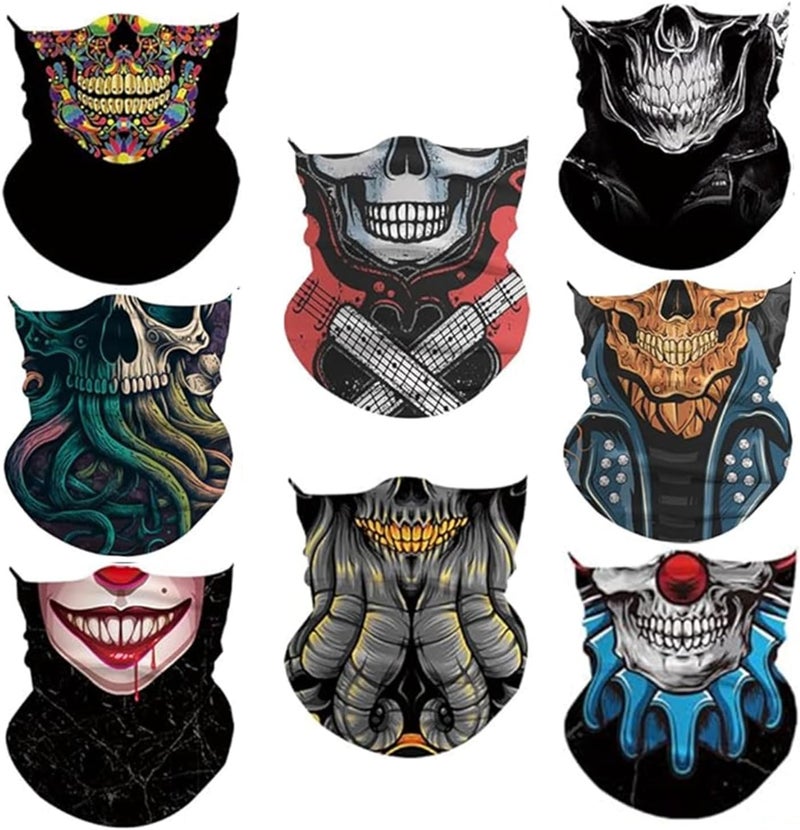 WYSUMMER 8PCS Scarves Bandanas Face Tube Black Headband, Motorcycle Multi Function Headwear Hat Scarf Neck Warmer Balaclava - Image 1